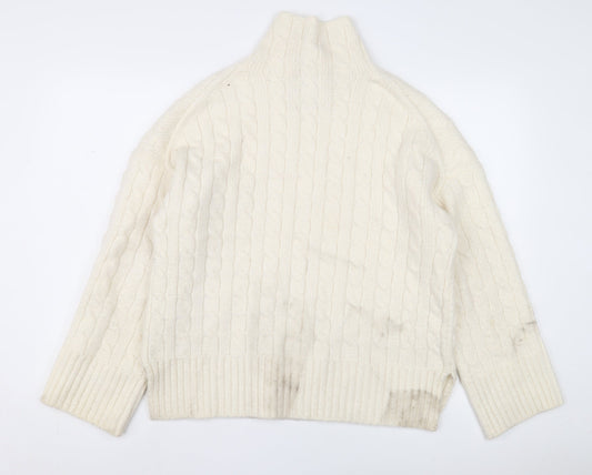 Abercrombie & Fitch Women's Ivory Cable-Knit Jumper S