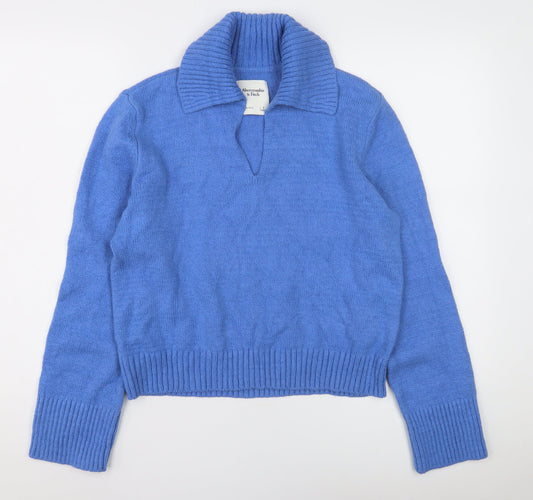 Abercrombie & Fitch Women's Blue Collared Jumper S