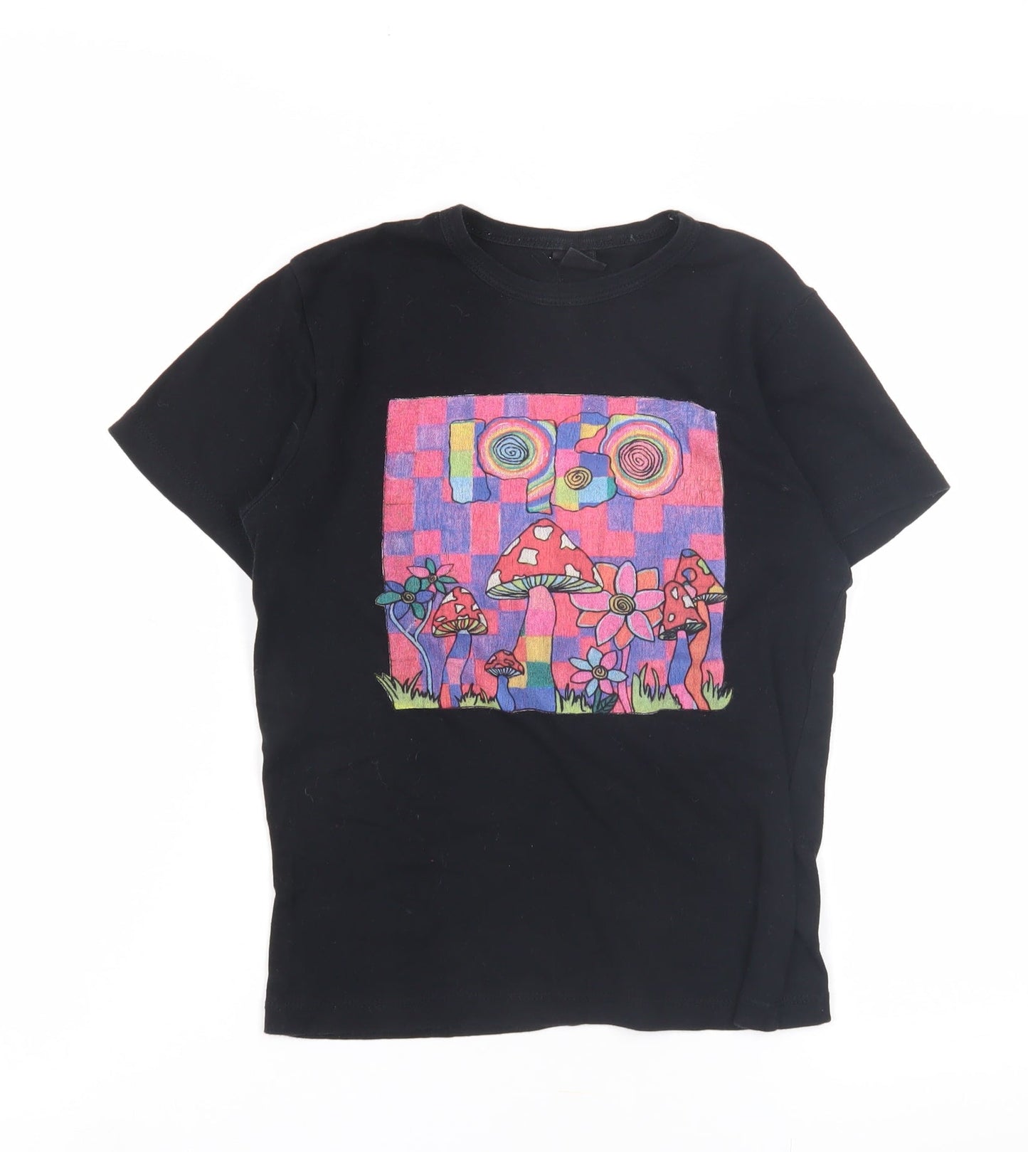 Turban Outfitters Unisex Kids Black Graphic T-Shirt S