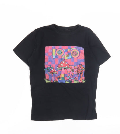 Turban Outfitters Unisex Kids Black Graphic T-Shirt S
