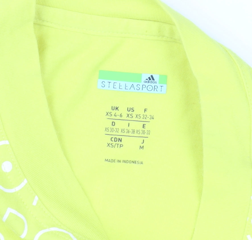 Womens UK Size XS adidas Yellow Basic T-Shirt