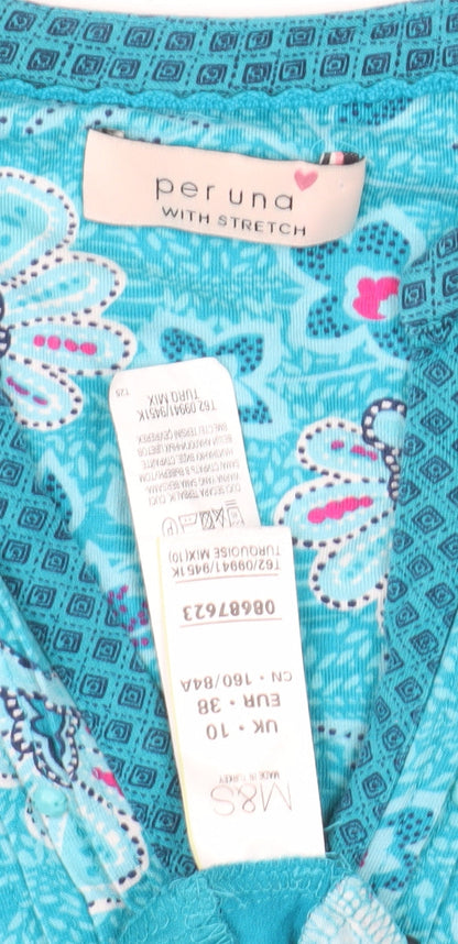 Marks and Spencer Blue Floral Tunic Tank Top, Size 10