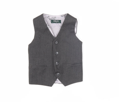 Paisley Boys Grey Waistcoat 7 Years Herringbone Formal