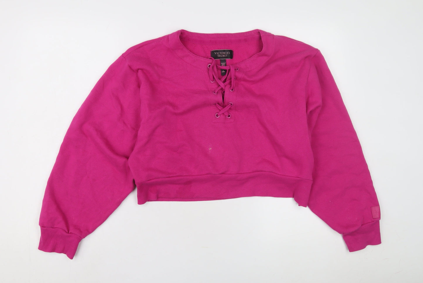 Victoria's Secret Women's Pink Lace-Up Sweatshirt M