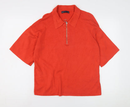 Womens UK Size XS Marks and Spencer Orange Full Zip Jumper
