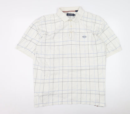 Maine New England Men's XL White Check Polo