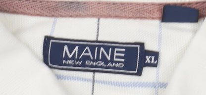 Maine New England Men's XL White Check Polo
