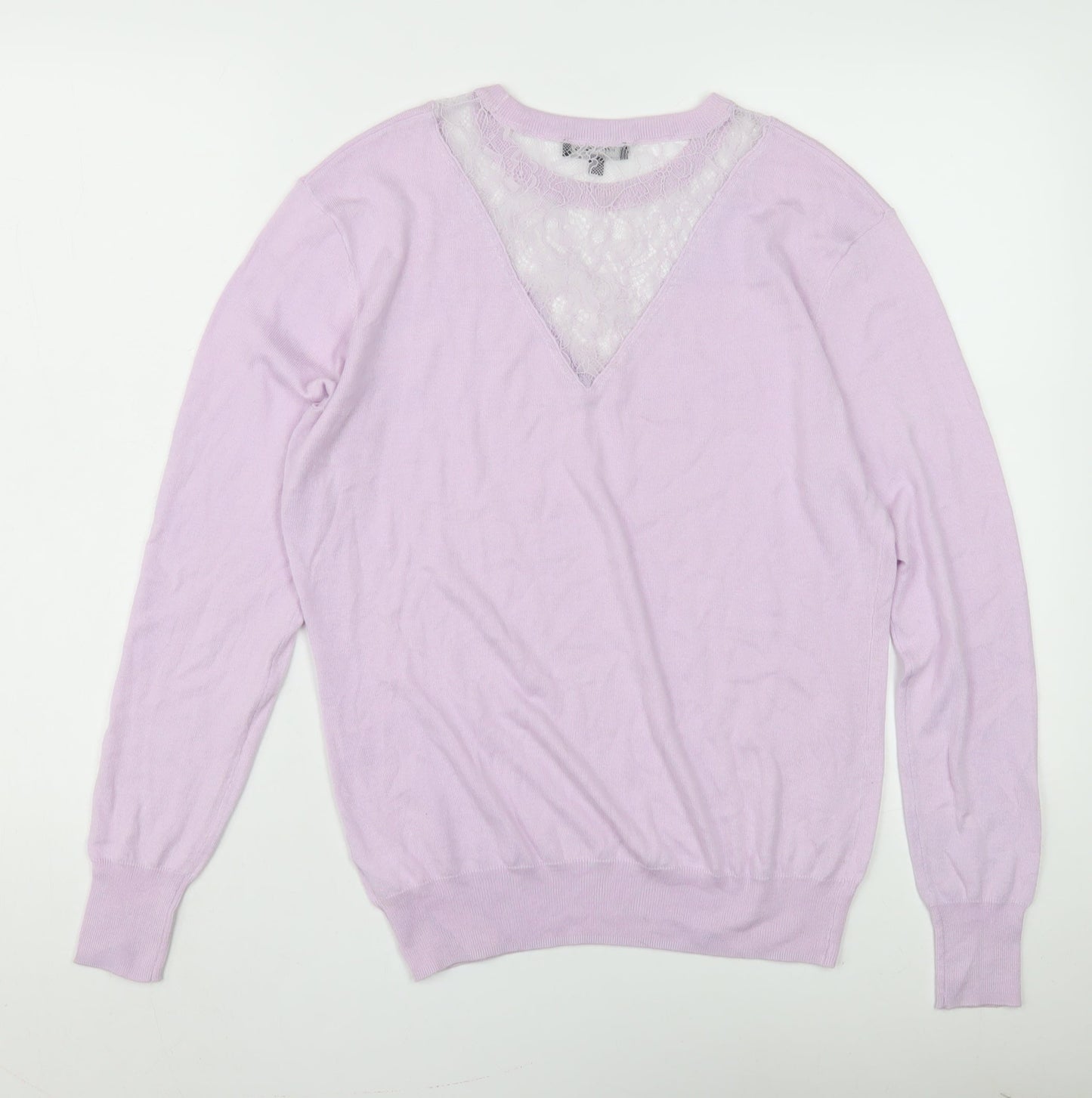 Pied a Terre Women's Purple Knit V-Neck Pullover Jumper Size 12