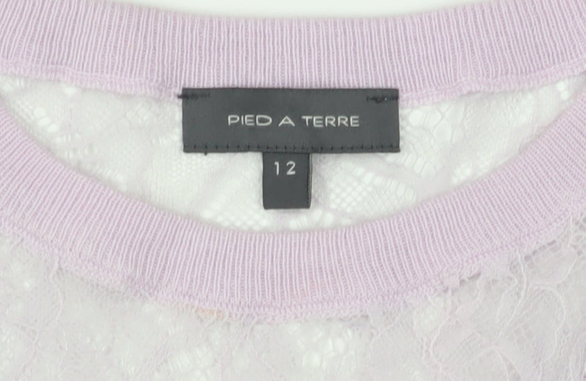 Pied a Terre Women's Purple Knit V-Neck Pullover Jumper Size 12