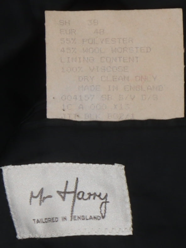 Mens UK Size 38 Mr Harry Regular Black Suit Jacket