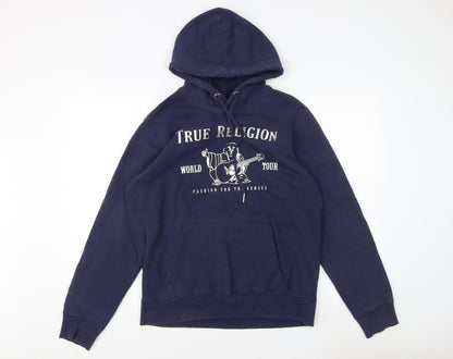 True Religion Men's Blue L Graphic Hoodie