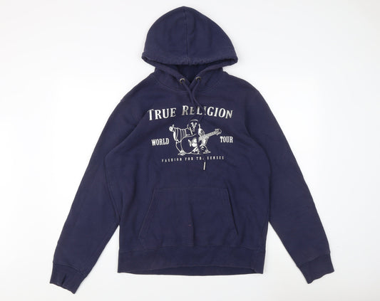 True Religion Men's Blue L Graphic Hoodie