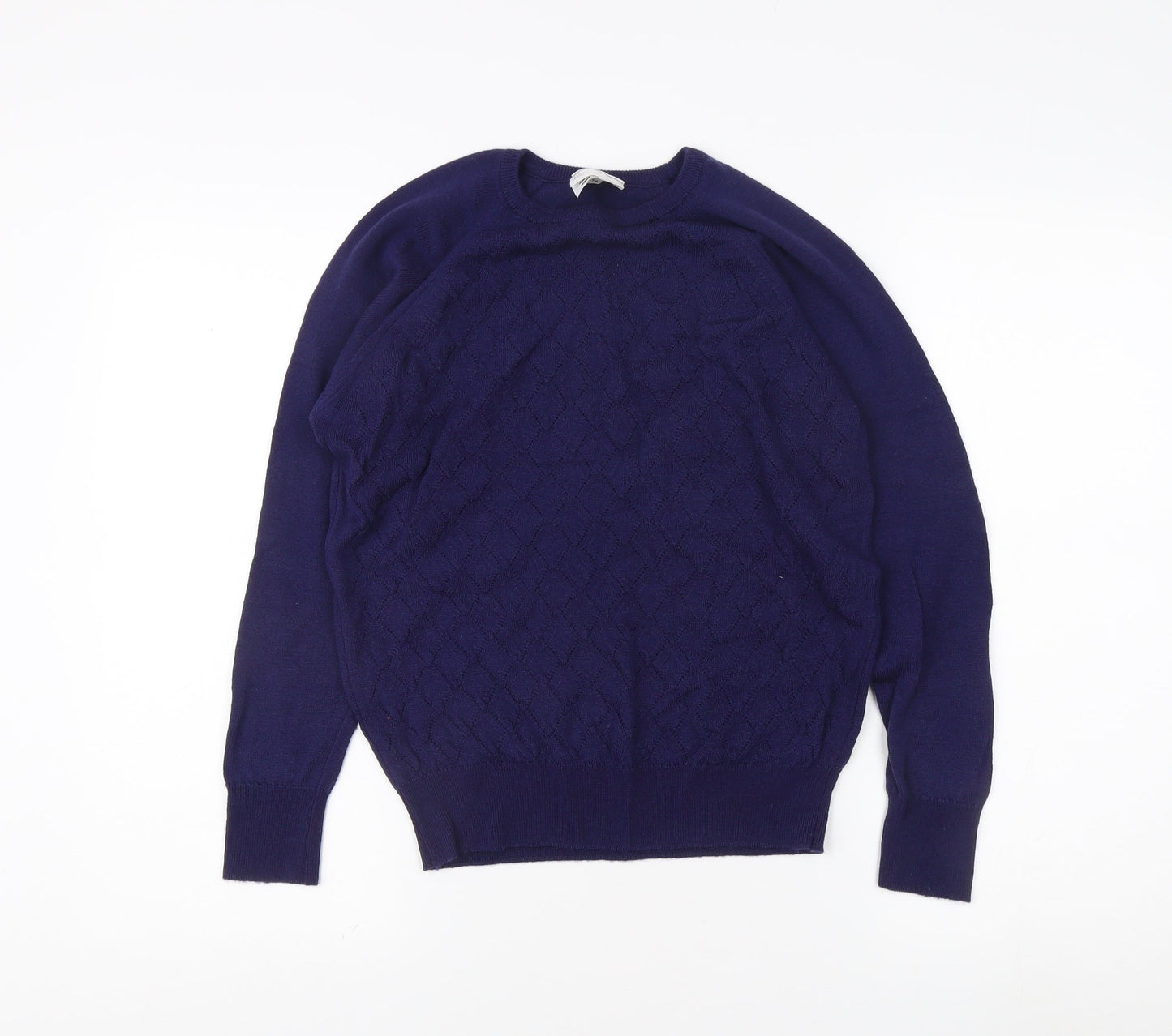 Damart Women's Blue Cable Knit Wool Jumper, Size 14