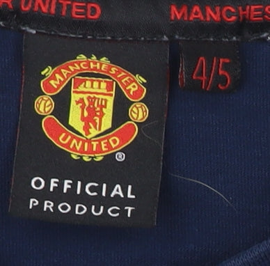 Manchester United Boys Blue Graphic T-Shirt Size 4-5 Years