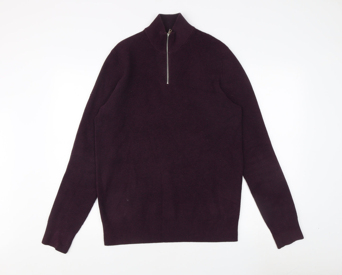 Marks and Spencer Men's Purple High Neck Jumper M