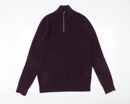 Marks and Spencer Men's Purple High Neck Jumper M