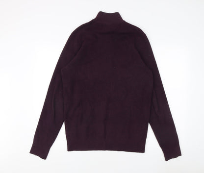 Marks and Spencer Men's Purple High Neck Jumper M