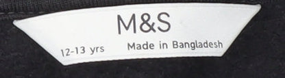 Marks and Spencer Girls Black Sweatshirt 12-13 Yrs