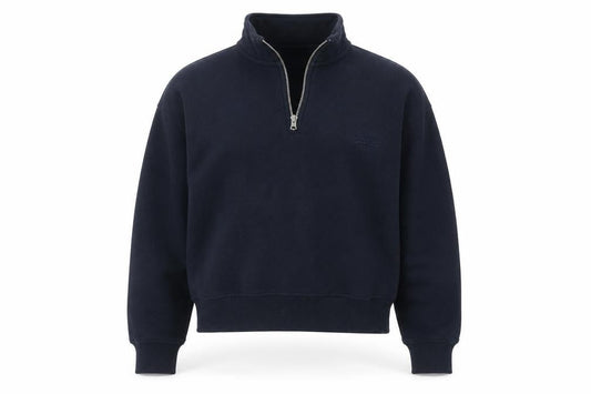 Front view of Superdry Black 1/4 Zip Sweatshirt, S, unisex