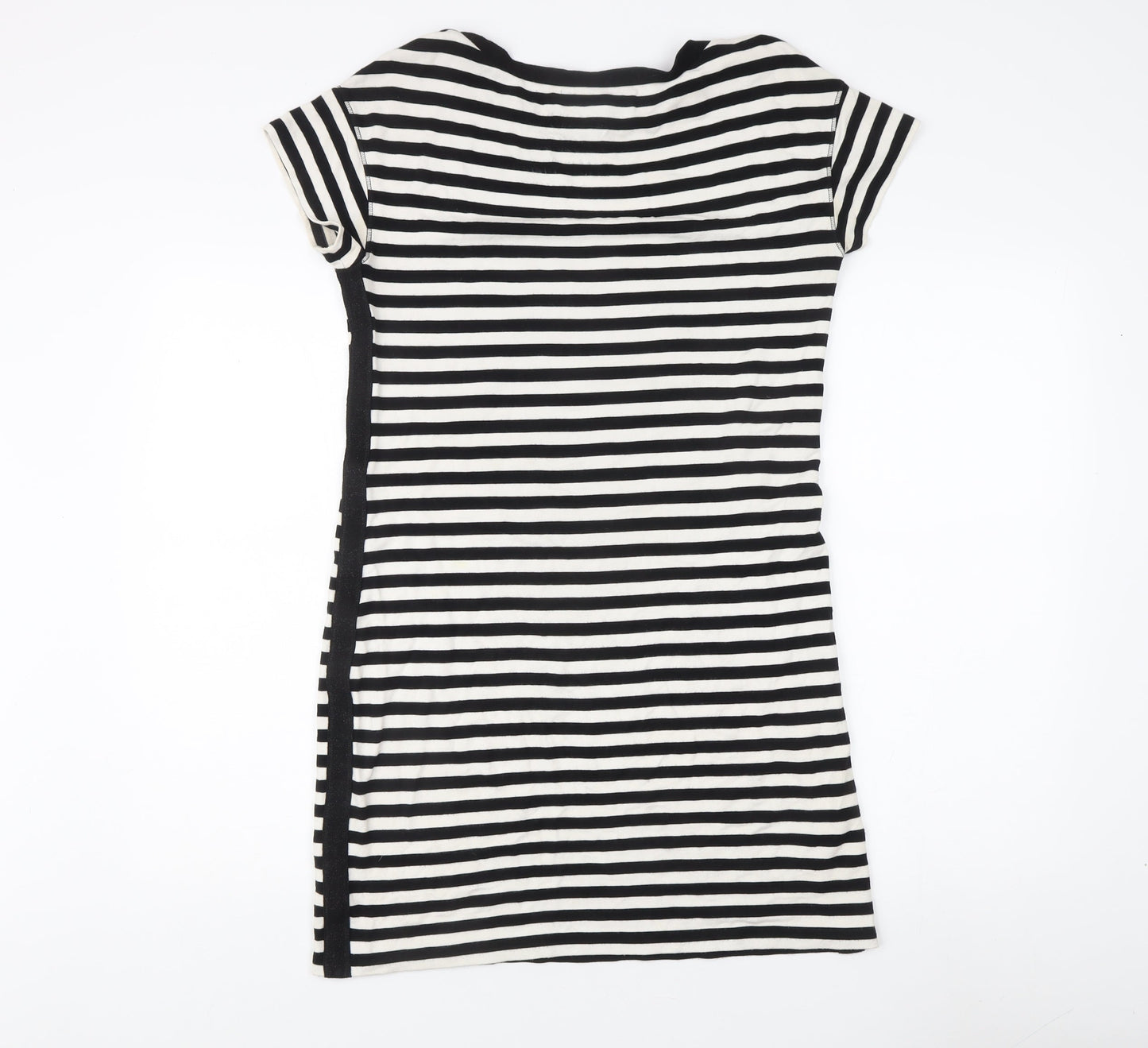 Monari Women's Black Striped T-Shirt Dress, Size 8