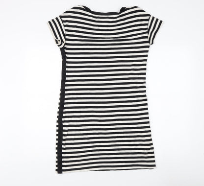 Monari Women's Black Striped T-Shirt Dress, Size 8