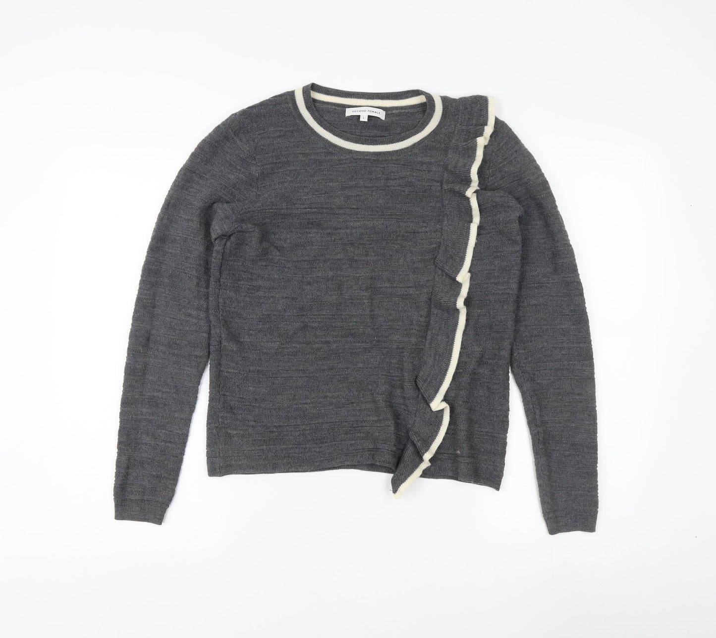 Second Female Grey Wool Pullover Jumper L Women's