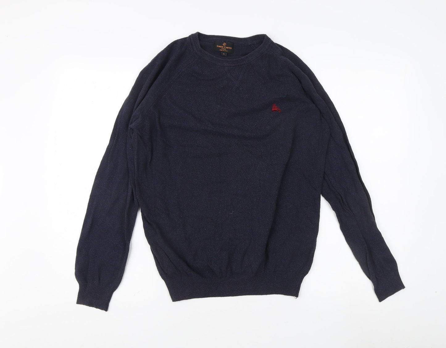 Simon Carter Men's Blue Pullover Jumper, Size S, Crew Neck