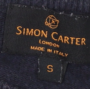 Simon Carter Men's Blue Pullover Jumper, Size S, Crew Neck