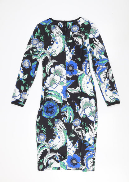 Marks and Spencer Women's Black Floral Bodycon Dress Size 8