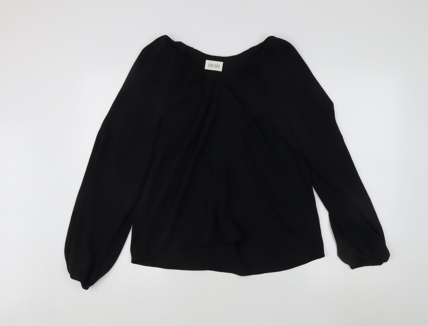 Hush Women's Black V-Neck Long Sleeve Blouse Size 10