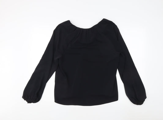 Hush Women's Black V-Neck Long Sleeve Blouse Size 10