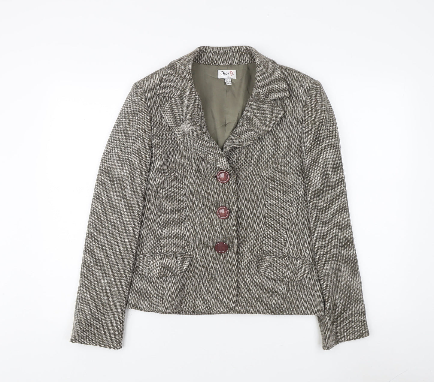 Oxmo Women's Grey Tweed Blazer, Classic Fit, Size M