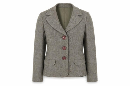 Oxmo Women's Grey Tweed Blazer, Classic Fit, Size M