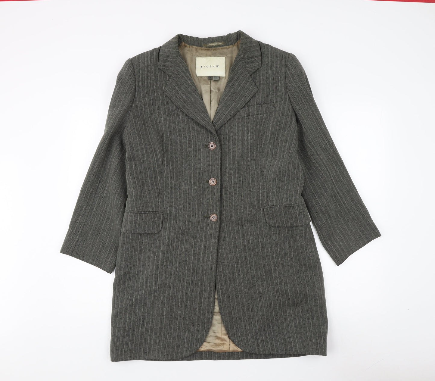Jigsaw Women's Grey Pinstripe Blazer Size 14