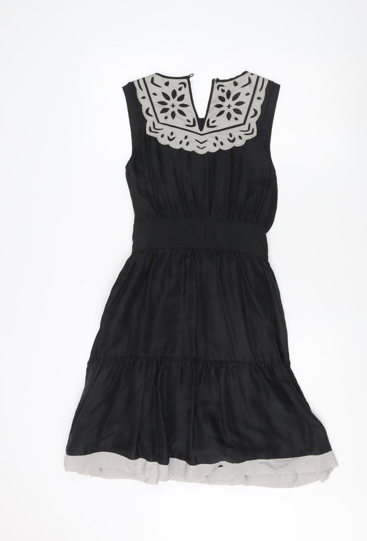 Warehouse Women’s Black Silk Sleeveless Dress