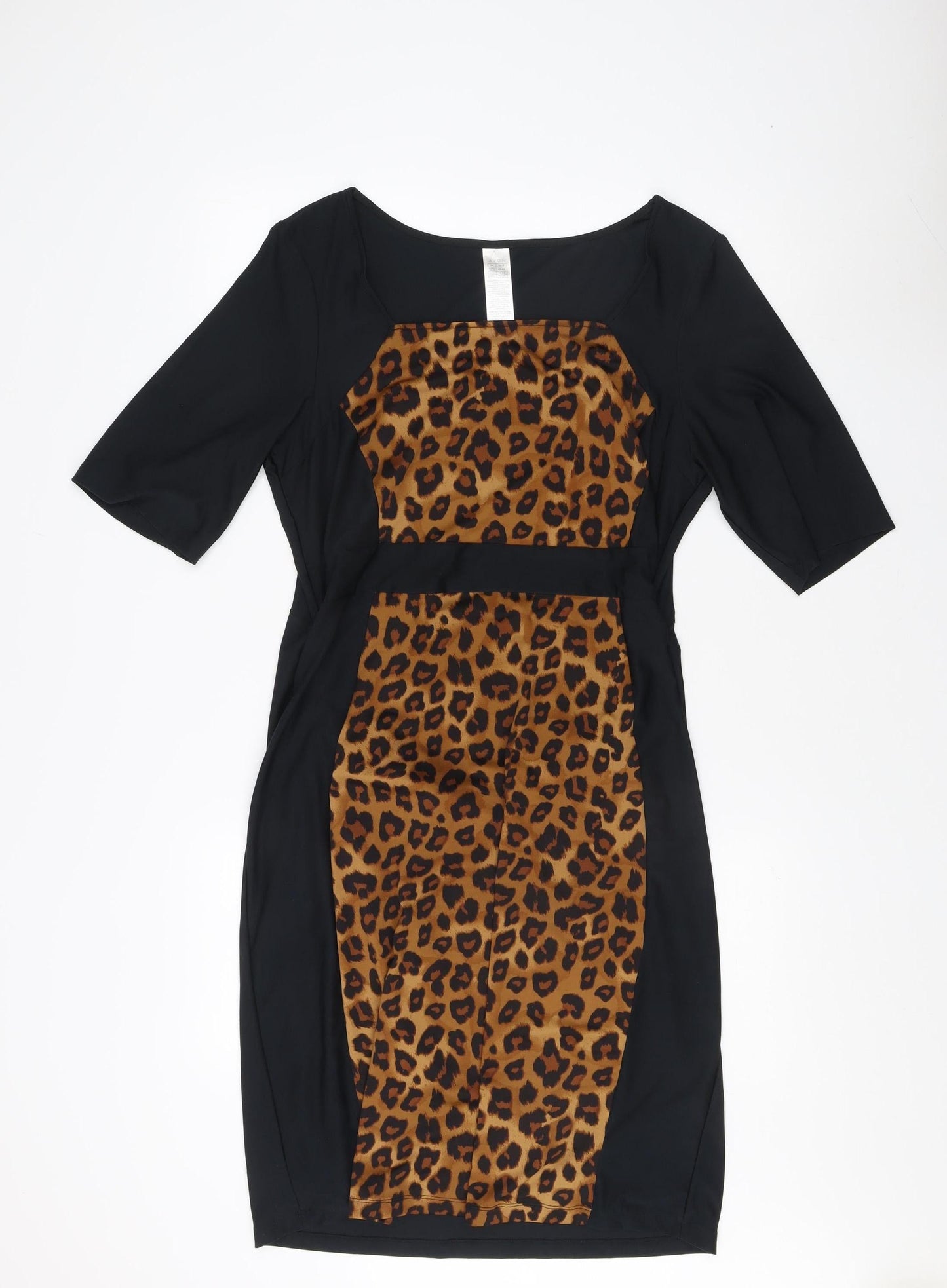 Avon Women's Black Animal Print Half Sleeve Dress 16-18