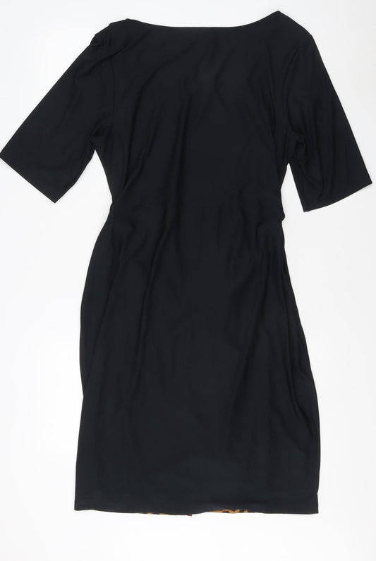 Avon Women's Black Animal Print Half Sleeve Dress 16-18