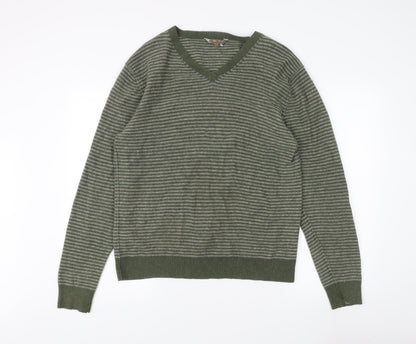 Fat Face Men's Green Striped Pullover Jumper M