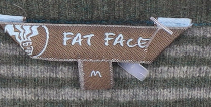 Fat Face Men's Green Striped Pullover Jumper M
