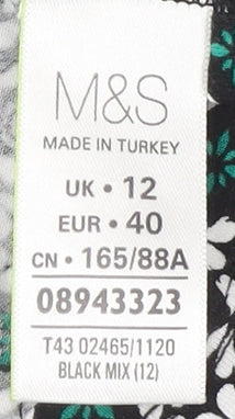 Womens UK Size 12 Marks and Spencer Black Basic T-Shirt