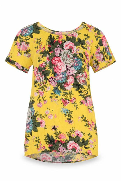 Joules Women's Yellow Floral Blouse, Size 12, Spring/Summer