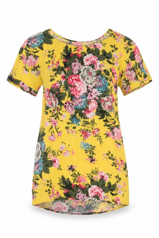 Joules Women's Yellow Floral Blouse, Size 12, Spring/Summer
