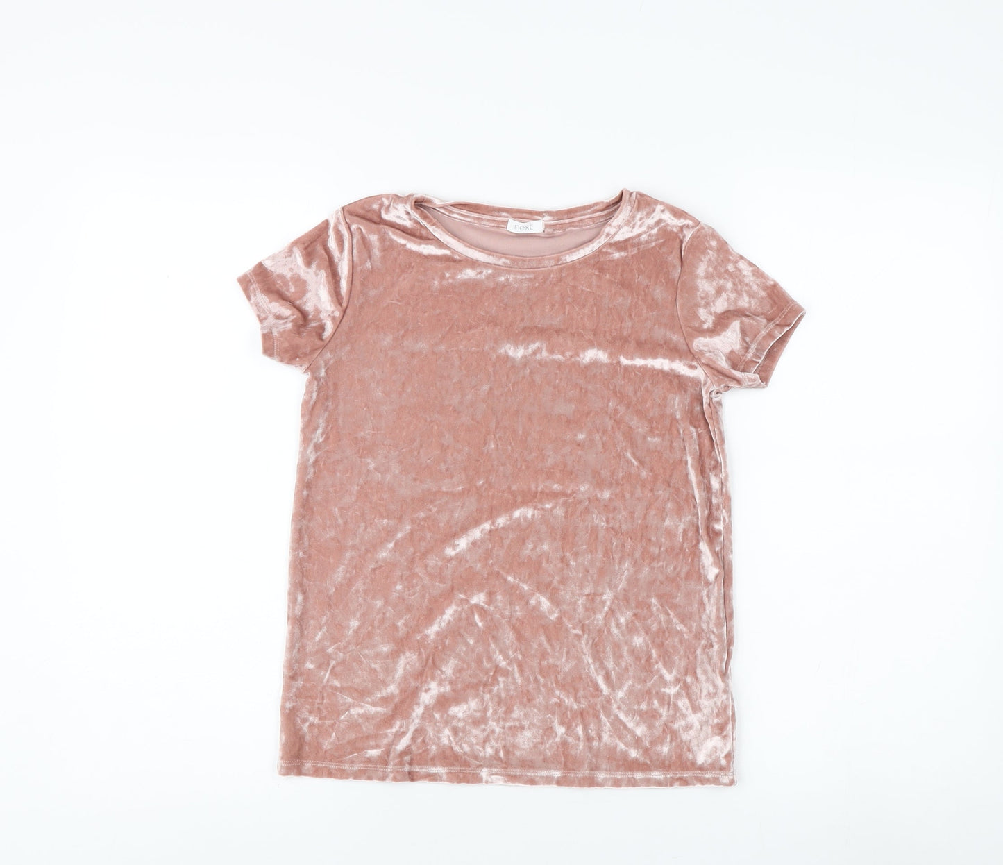 Next Girls Pink Velvet T-Shirt, 11 Years, Casual Short Sleeve