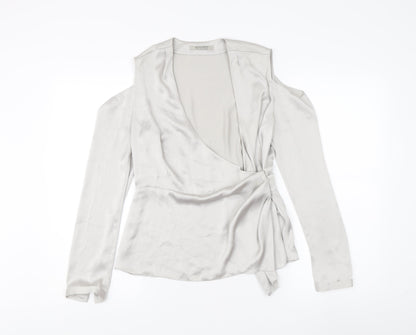 AllSaints Women's Grey Wrap Blouse, Size 10