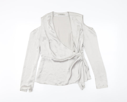 AllSaints Women's Grey Wrap Blouse, Size 10