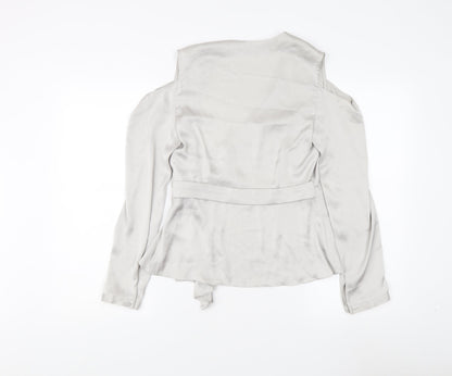 AllSaints Women's Grey Wrap Blouse, Size 10