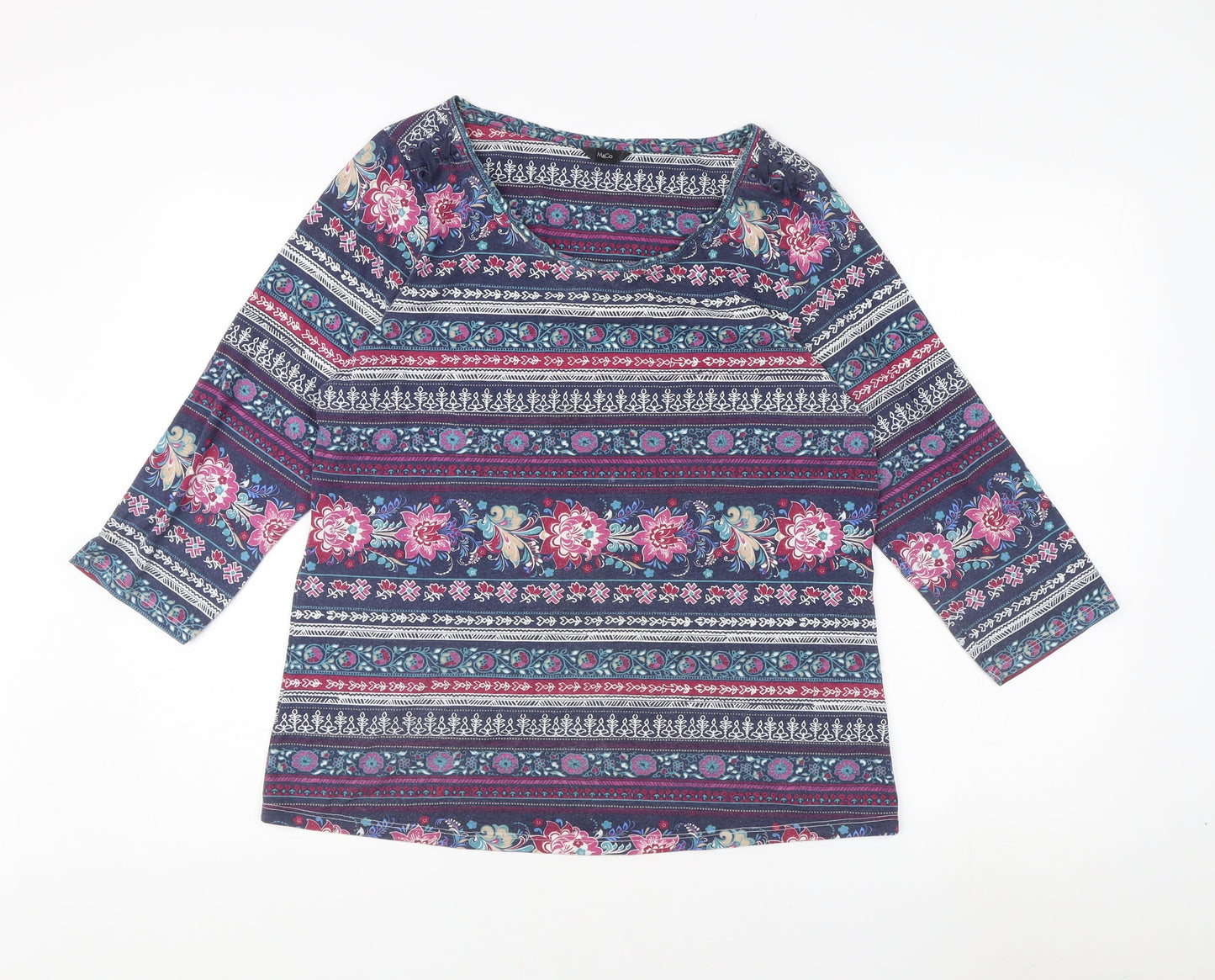 M&Co Women's Multicoloured Floral Top, Size 16, 3/4 Sleeve