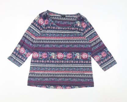 M&Co Women's Multicoloured Floral Top, Size 16, 3/4 Sleeve