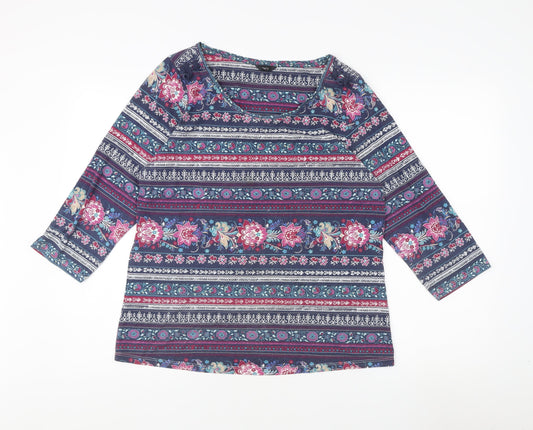 M&Co Women's Multicoloured Floral Top, Size 16, 3/4 Sleeve