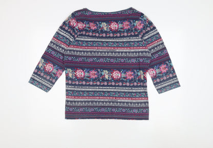 M&Co Women's Multicoloured Floral Top, Size 16, 3/4 Sleeve